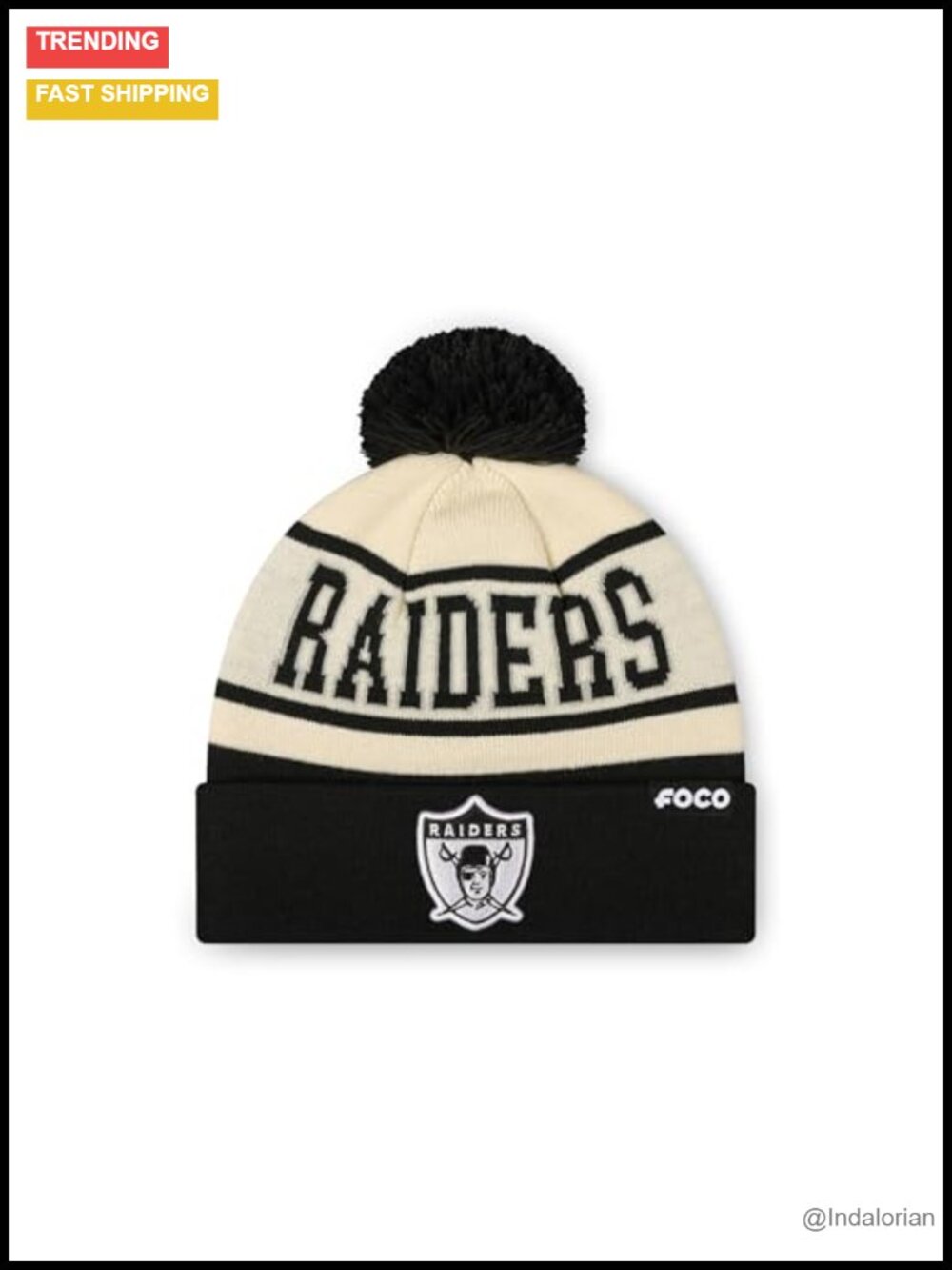 NFL Retro Team Logo Heritage Stripe Pom Beanie Hat Acrylic